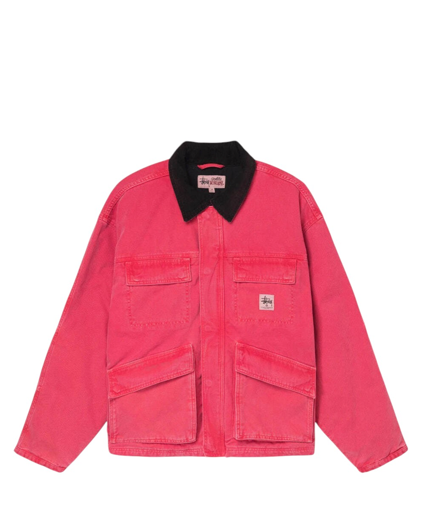 STUSSY Washed Canvas Shop Jacket Hot Pink