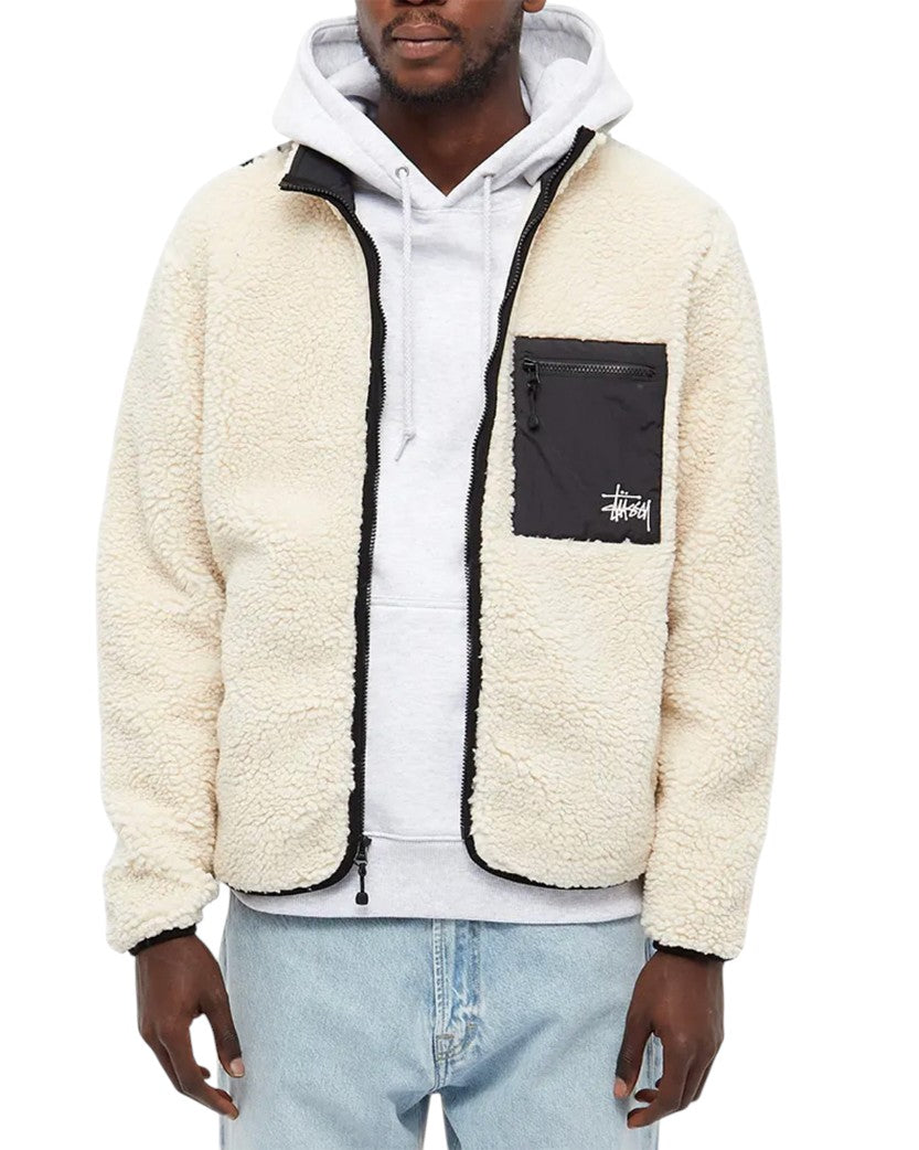 STUSSY VENUS JACQUARD SHERPA JACKET NATURAL
