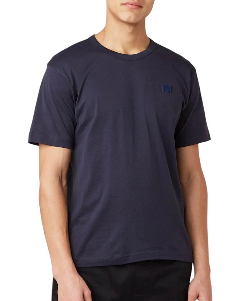 Acne Studios T-Shirt With Ellison Face Patch Navy