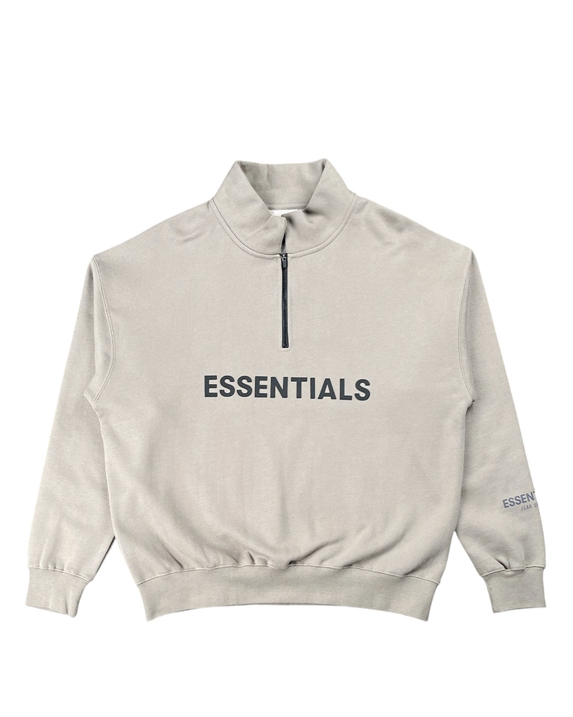 Fear Of God Essentials Front Logo Half Zip Sweat Grey