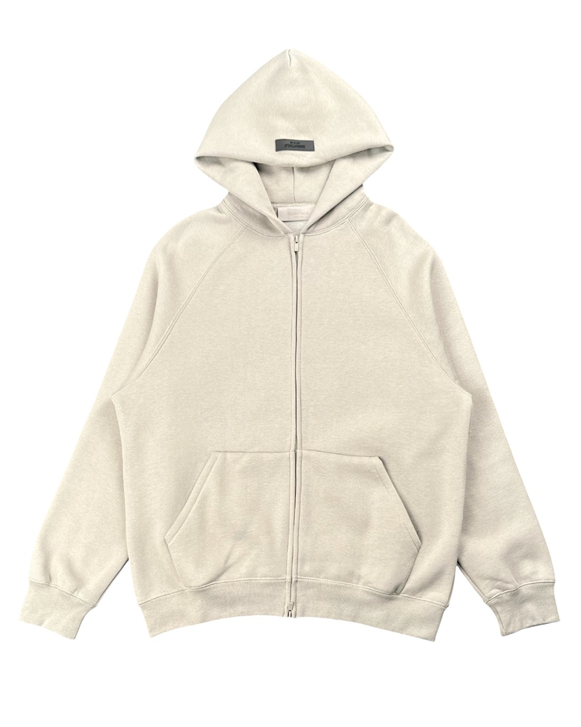 Fear Of God Essentials Logo-Flocked Zip-Up Hoodie Smoke Gray