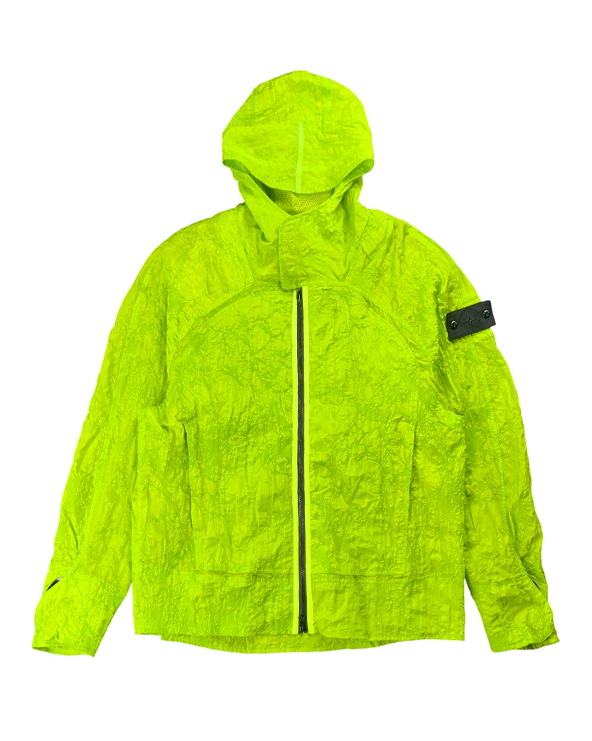 40426 Short Parka Nylon Metal Waffle Print Green