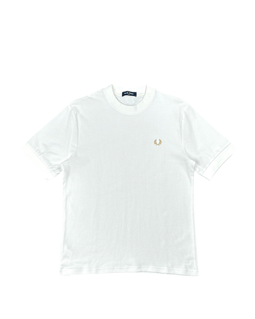 FRED PERRY Waffle T-Shirt White Gold Logo