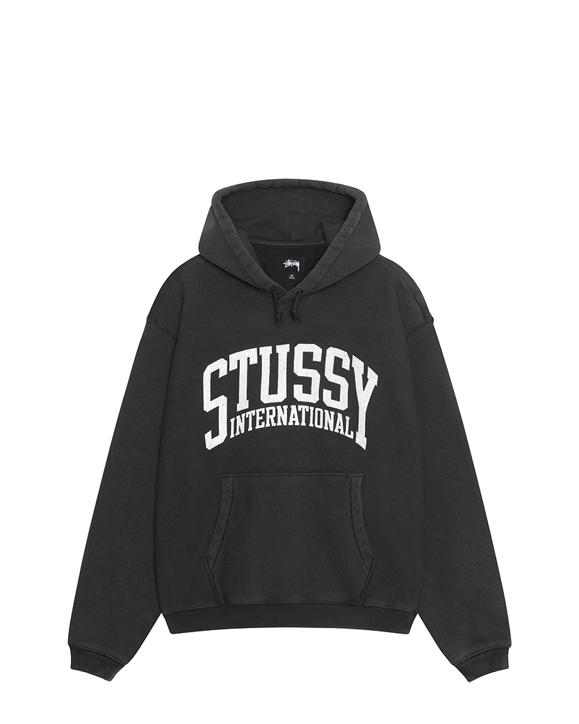 STUSSY Relaxed Hoodie International in Washed Black