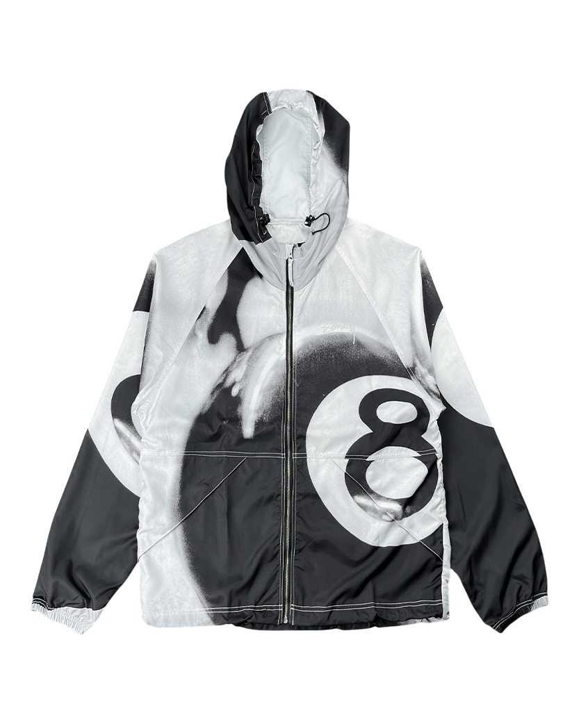 STUSSY 8 BALL BEACH SHELL JACKET GRAYSCALE
