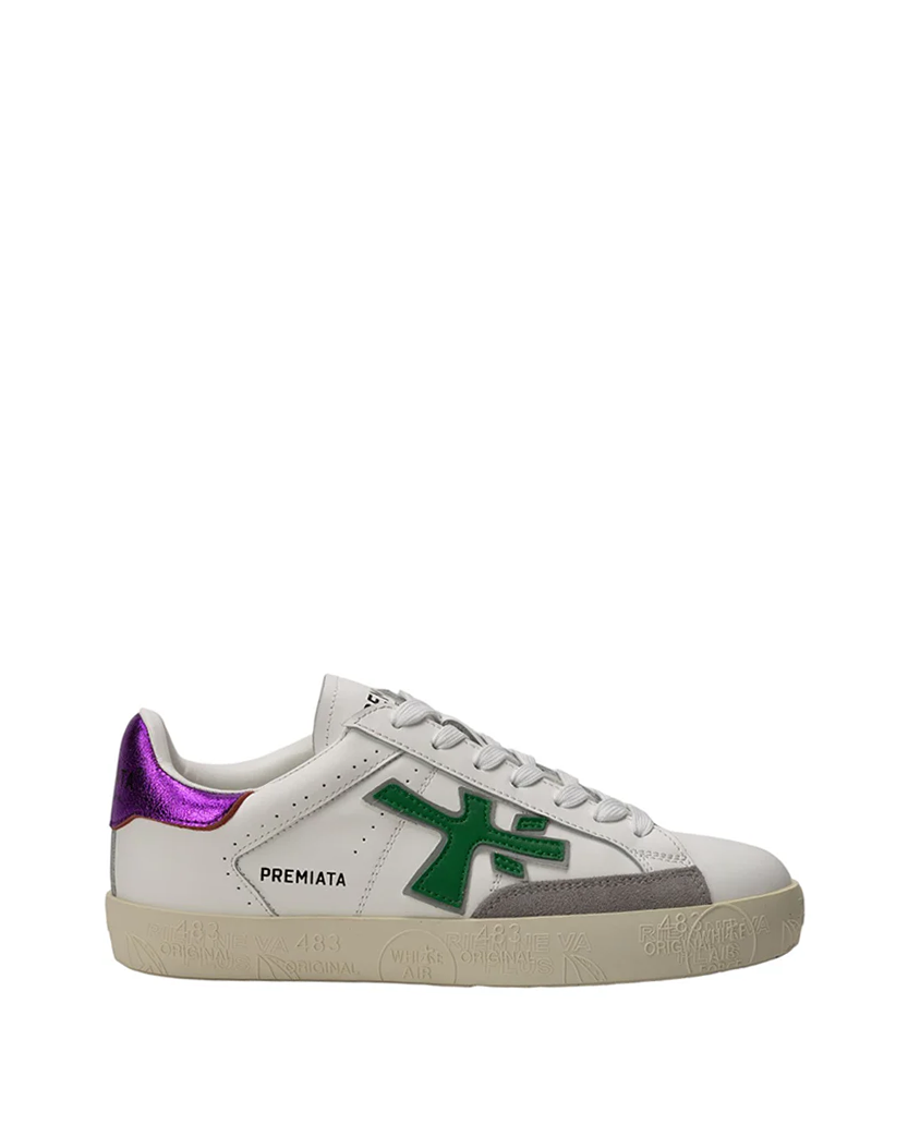 Premiata Stevend Sneakers White with Green Logo
