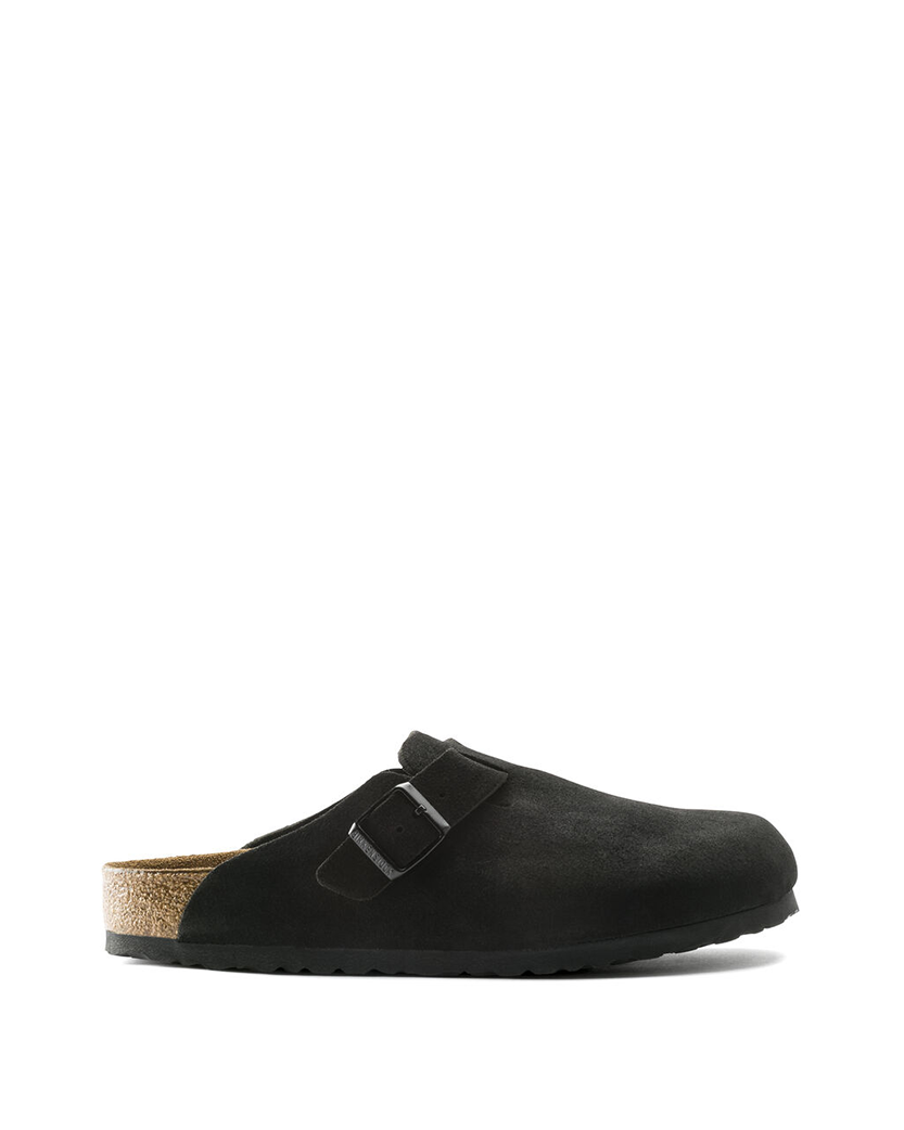 Birkenstock Boston Soft Footbed Suede Leather Black