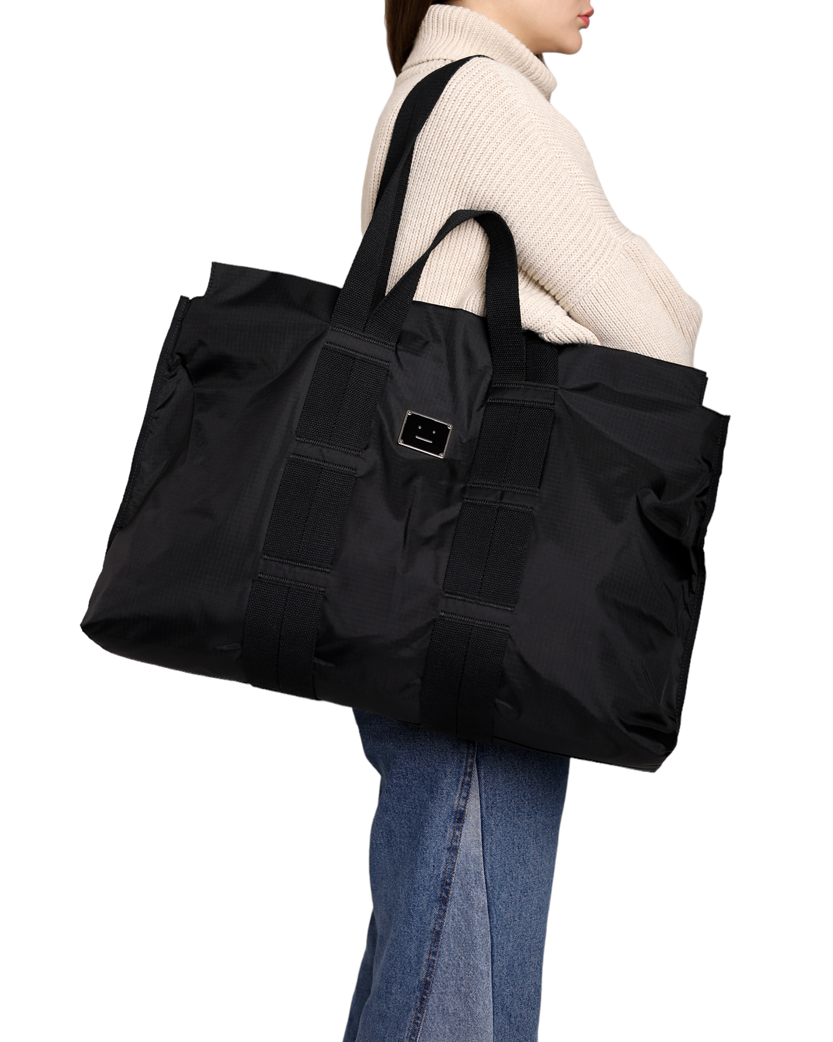 Acne Studios Arvid Plaque Face Tote Bag Black