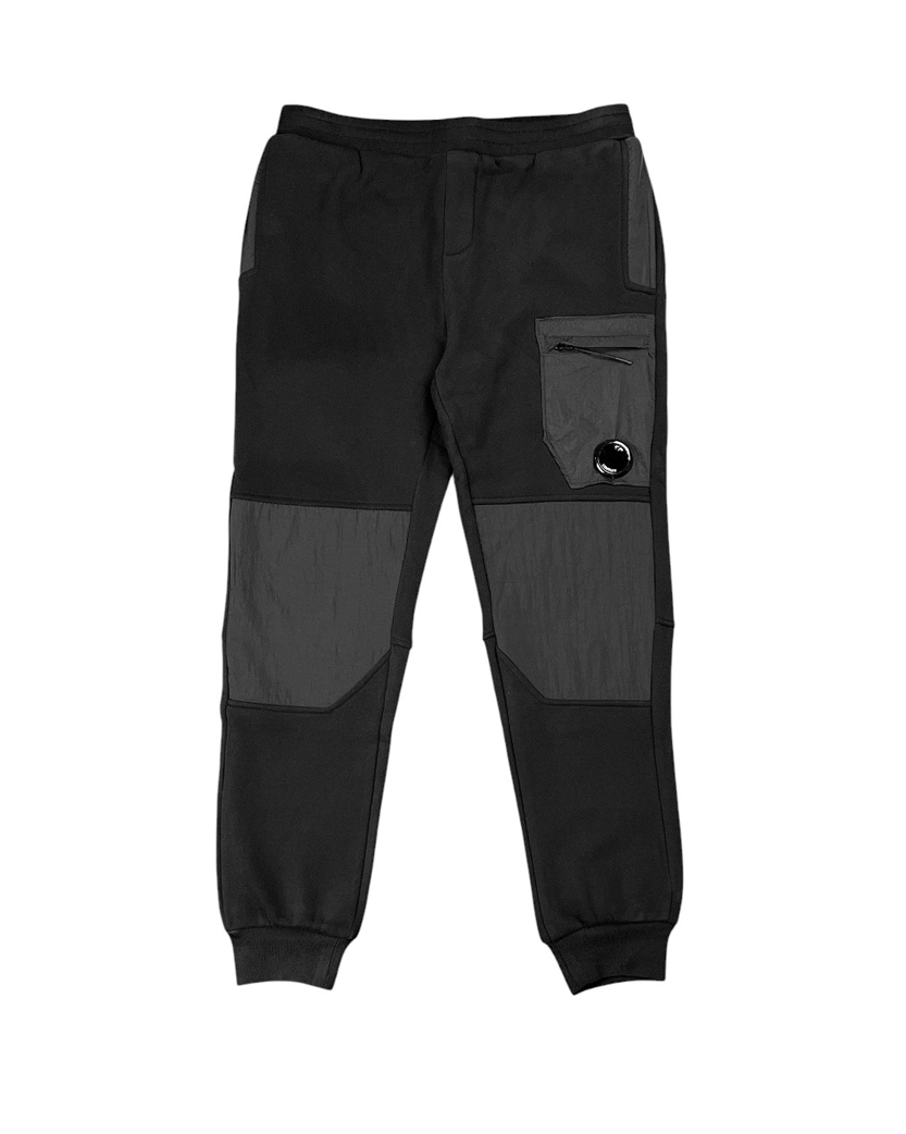 C.P. Company Diagonal Fleece Mixed Utility Pants Black