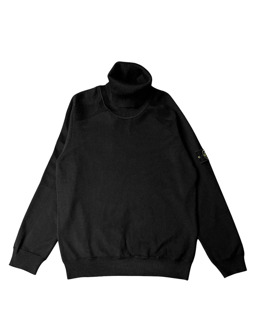 Winter Cotton Roll Neck Knit Sweater Black SI0159-BK