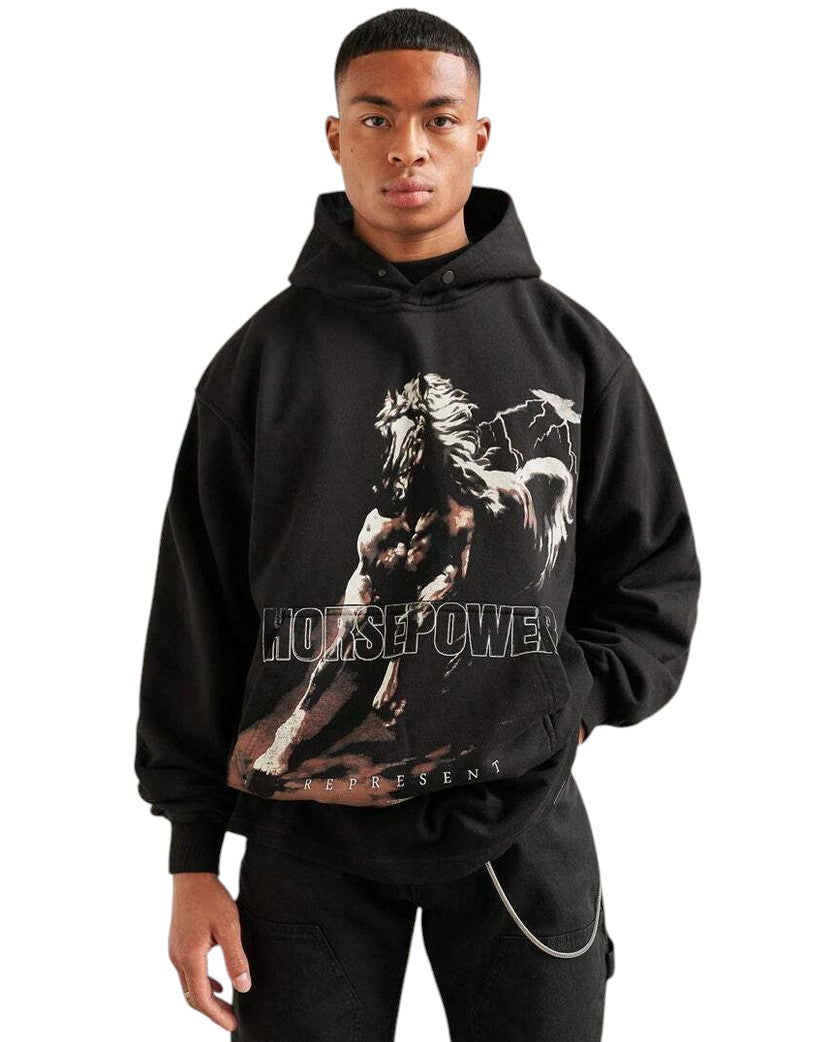 REPRESENT HORSEPOWER HOODIE JET BLACK