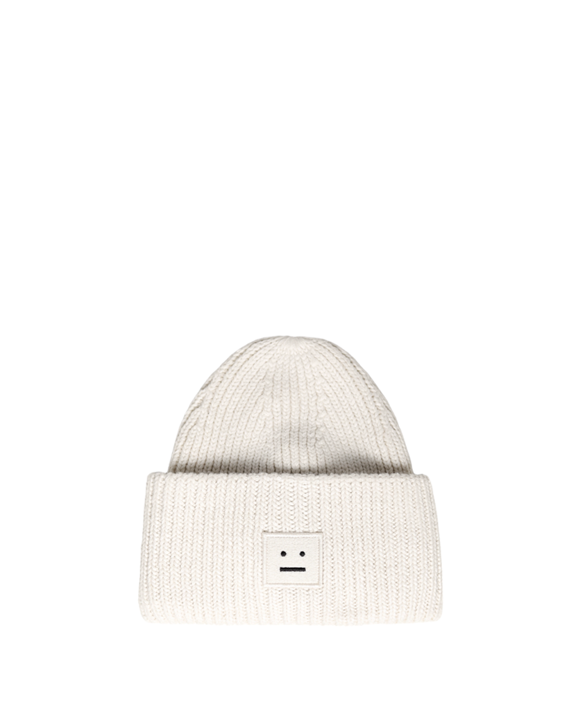Acne Studios Rib knit beanie hat beige/black