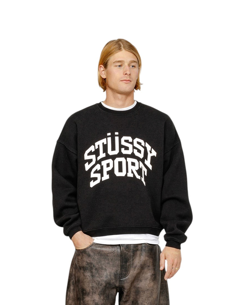 STUSSY Big Crackle Sport Crew Black