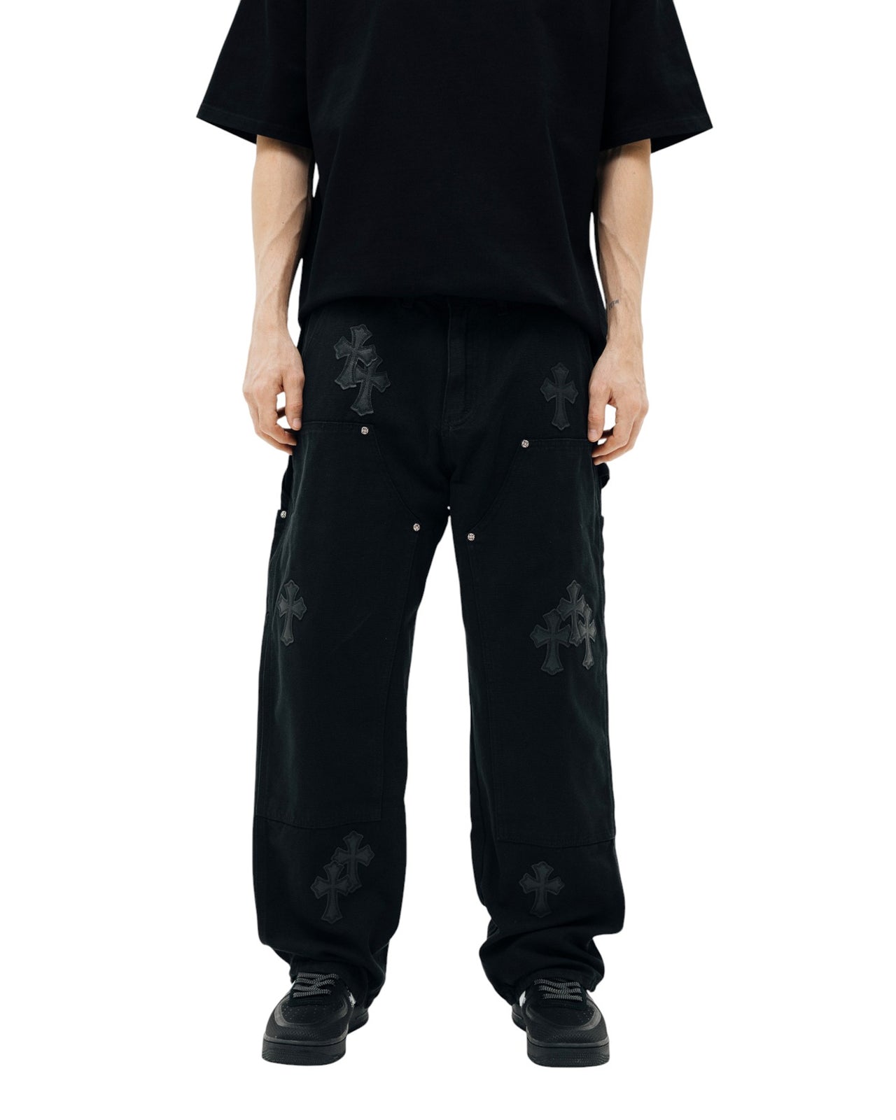 Chrome Hearts Double Knee Jeans Black CH126-BK