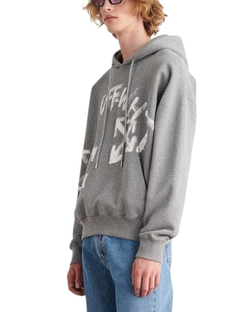 OFF-WHITE Logo-print Drawstring Hoodie Grey