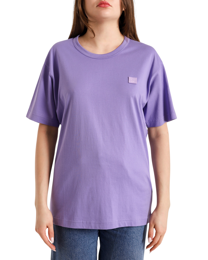Acne Studios T-Shirt With Ellison Face Patch Purple