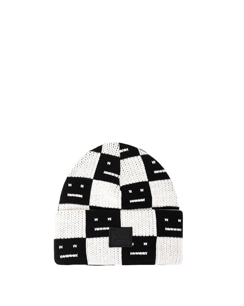 Acne Studios Rib knit beanie hat Black/oatmeal