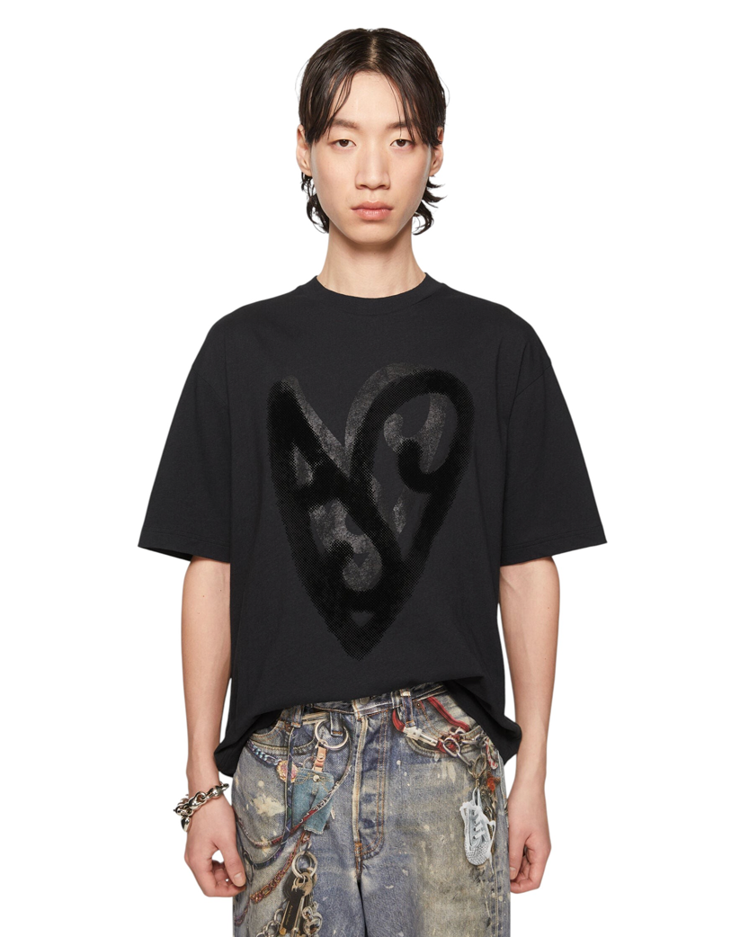 Acne Studios Heart Printed T-Shirt Black