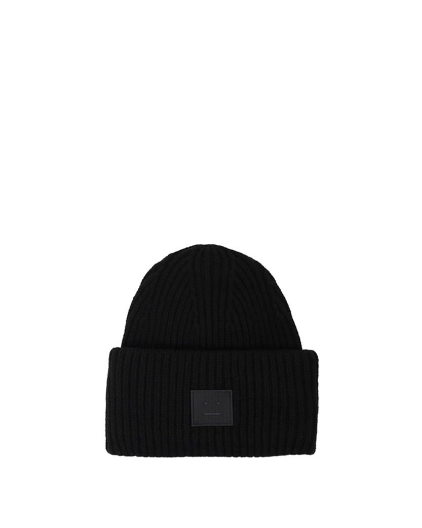 Acne Studios Rib knit beanie hat black