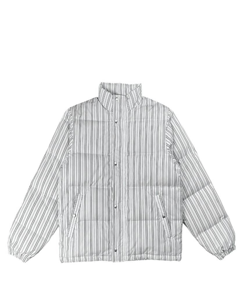 STUSSY STRIPE DOWN PUFFER JACKET BONE