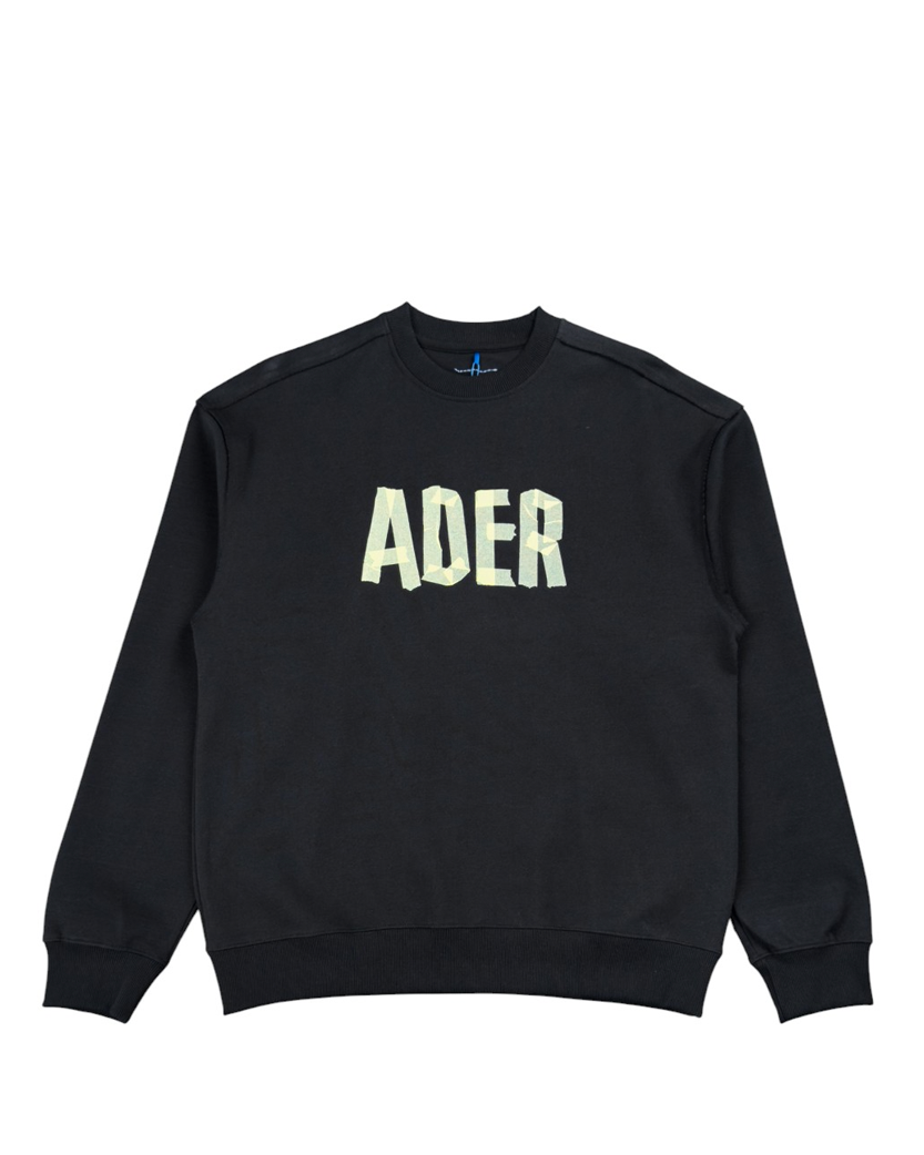 Ader Error Tape Logo Crew Sweat Sweatshirt Black