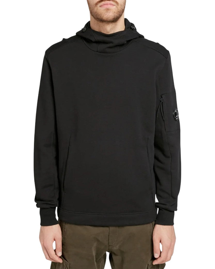 C.P. Company Light Fleece Arm Lens Popover Hoody Washed Black