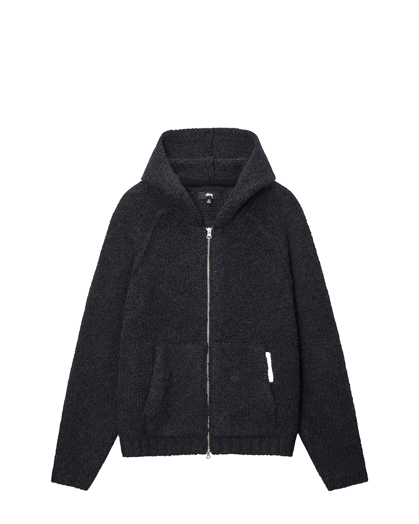 STUSSY Chunky Knit Zip Hoodie Black