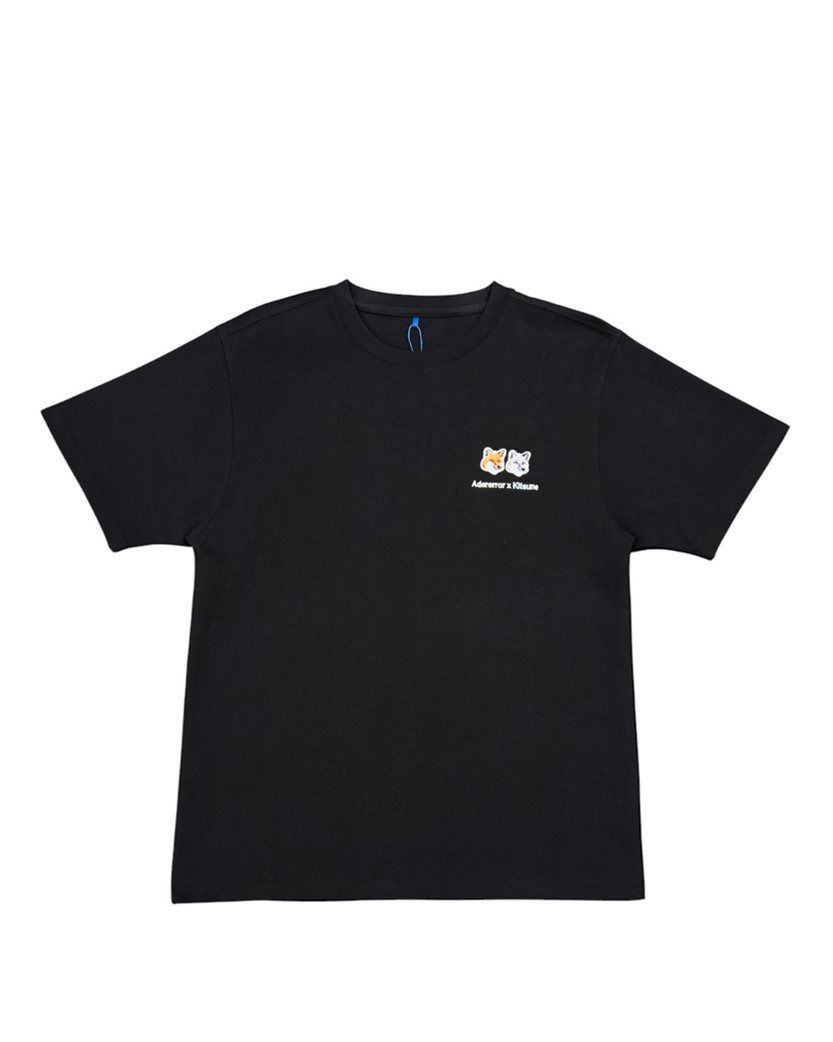 Ader Error x Maison Kitsune Double Fox Head Patch T-Shirt Black