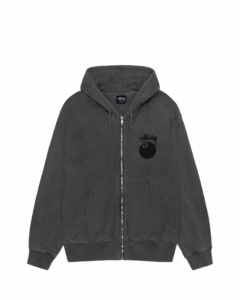 STUSSY 8 Ball Zip Hoodie Pigment Dyed Black