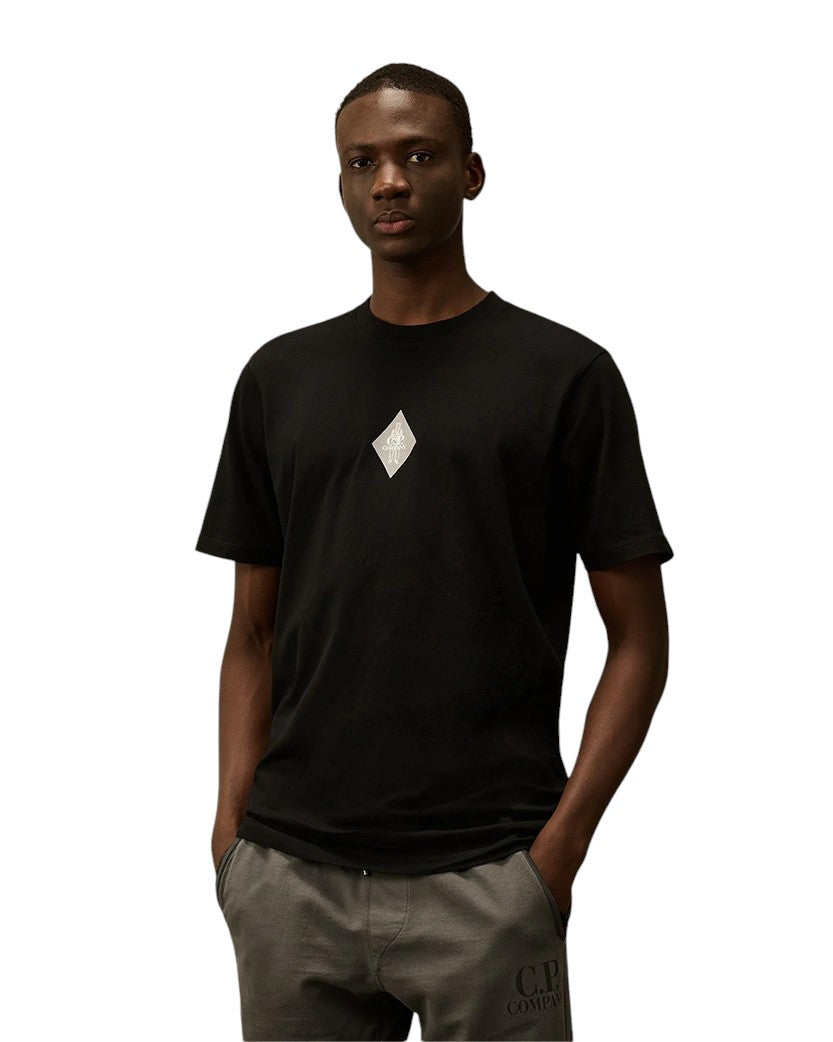C.P. Company Jersey Front And Back Logo T-Shirt Black