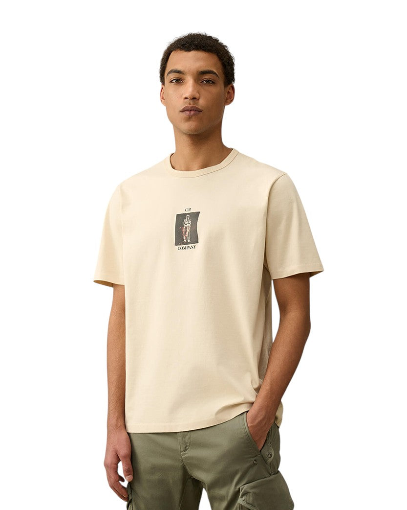 C.P. Company 30/2 Mercerized Jersey Twisted Graphic T-Shirt White