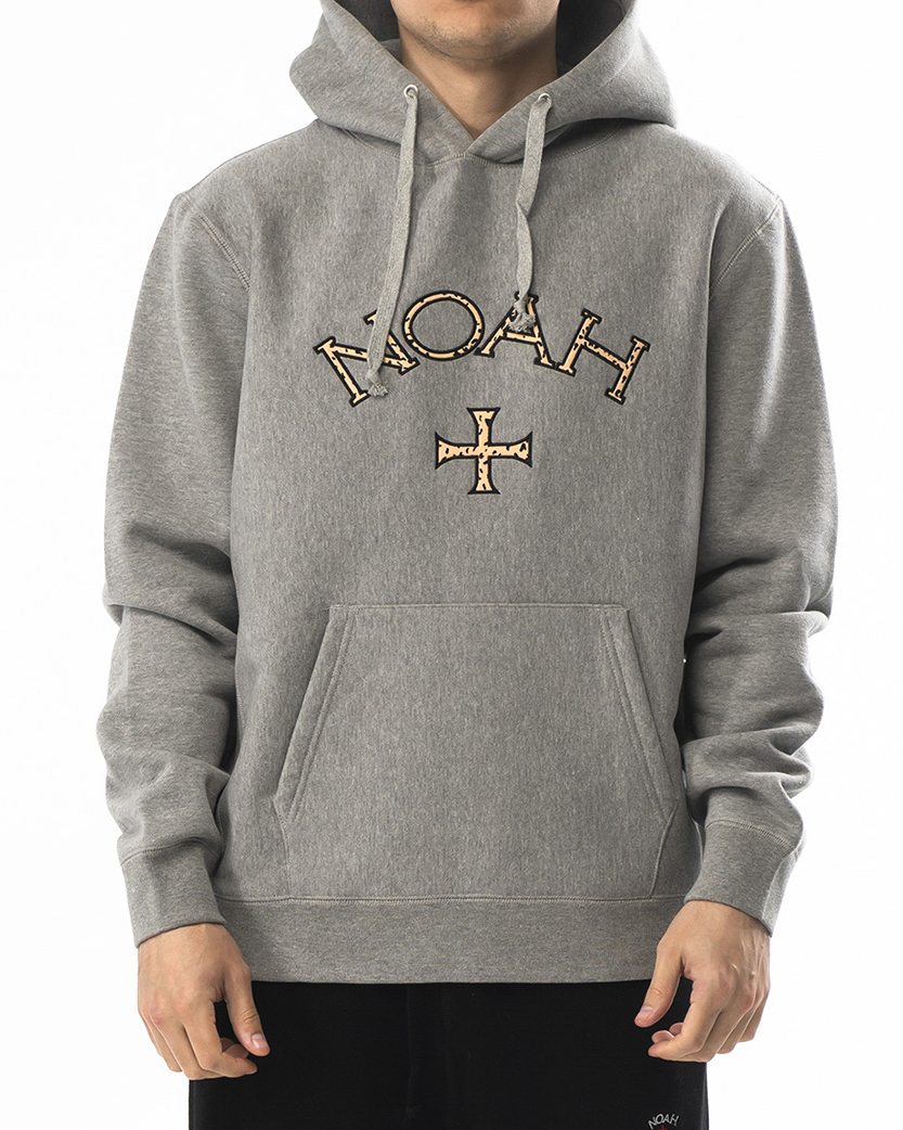 NOAH Cheetah Core Logo Hoodie Grey