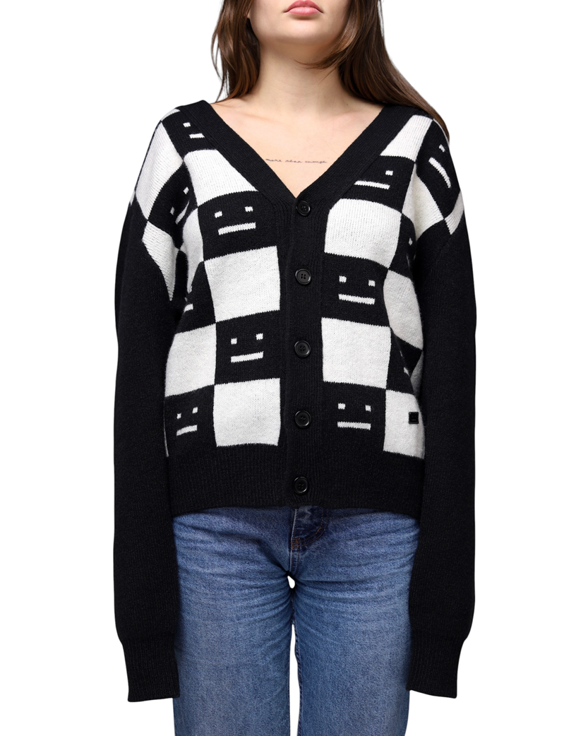 Acne Studios Face Maglia wool cardigan Black/White