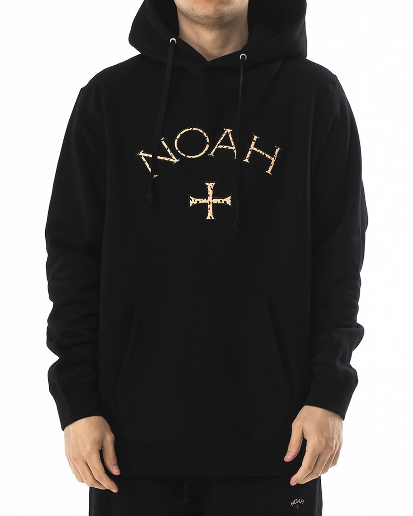 NOAH Cheetah Core Logo Hoodie Black