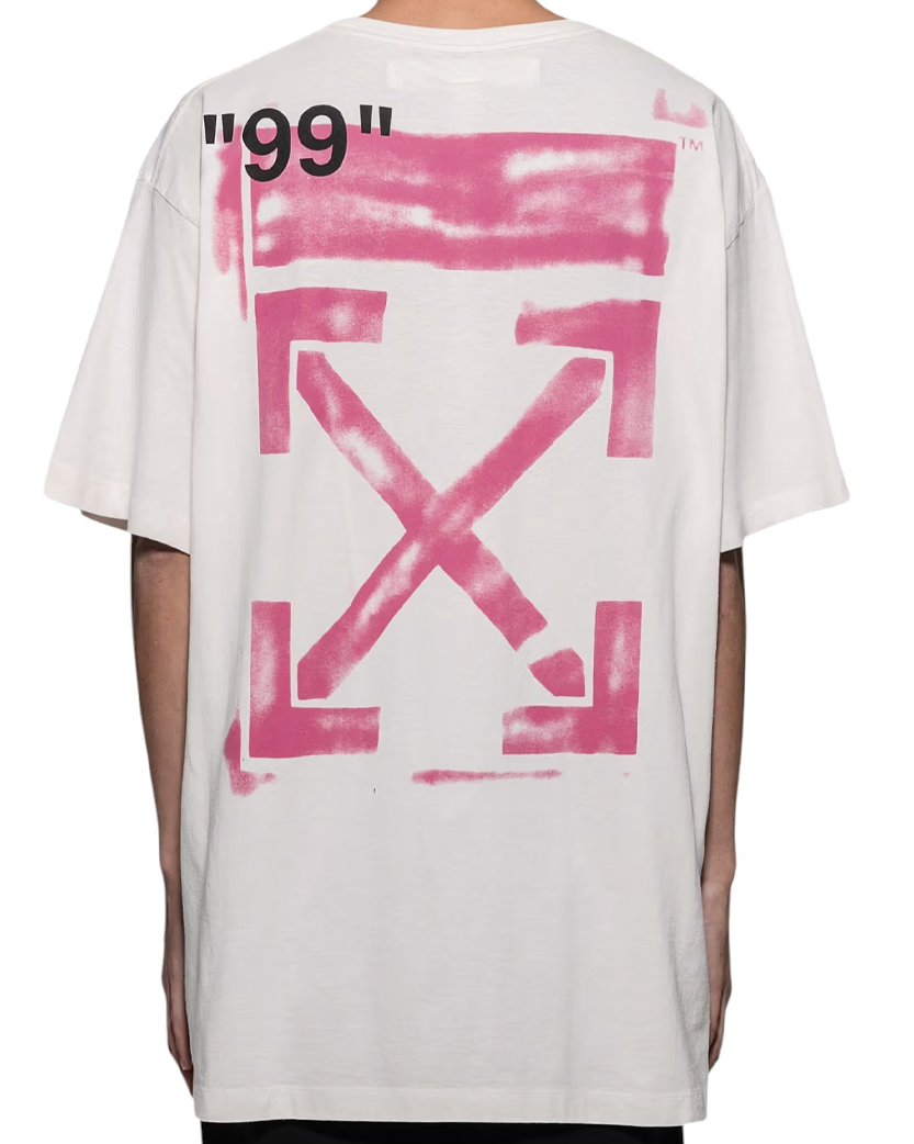 Off-White Pink Impressionism Stencil Arrows Oversized T-Shirt White