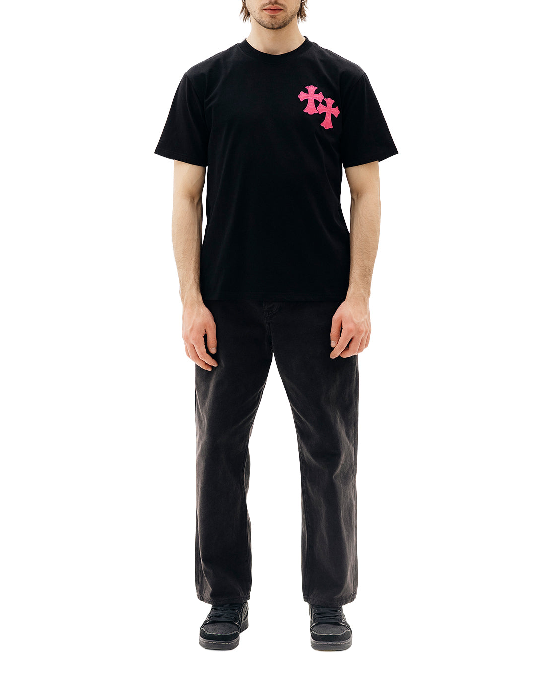 Chrome Hearts T-Shirt Black With Pink Logo CH109-BK