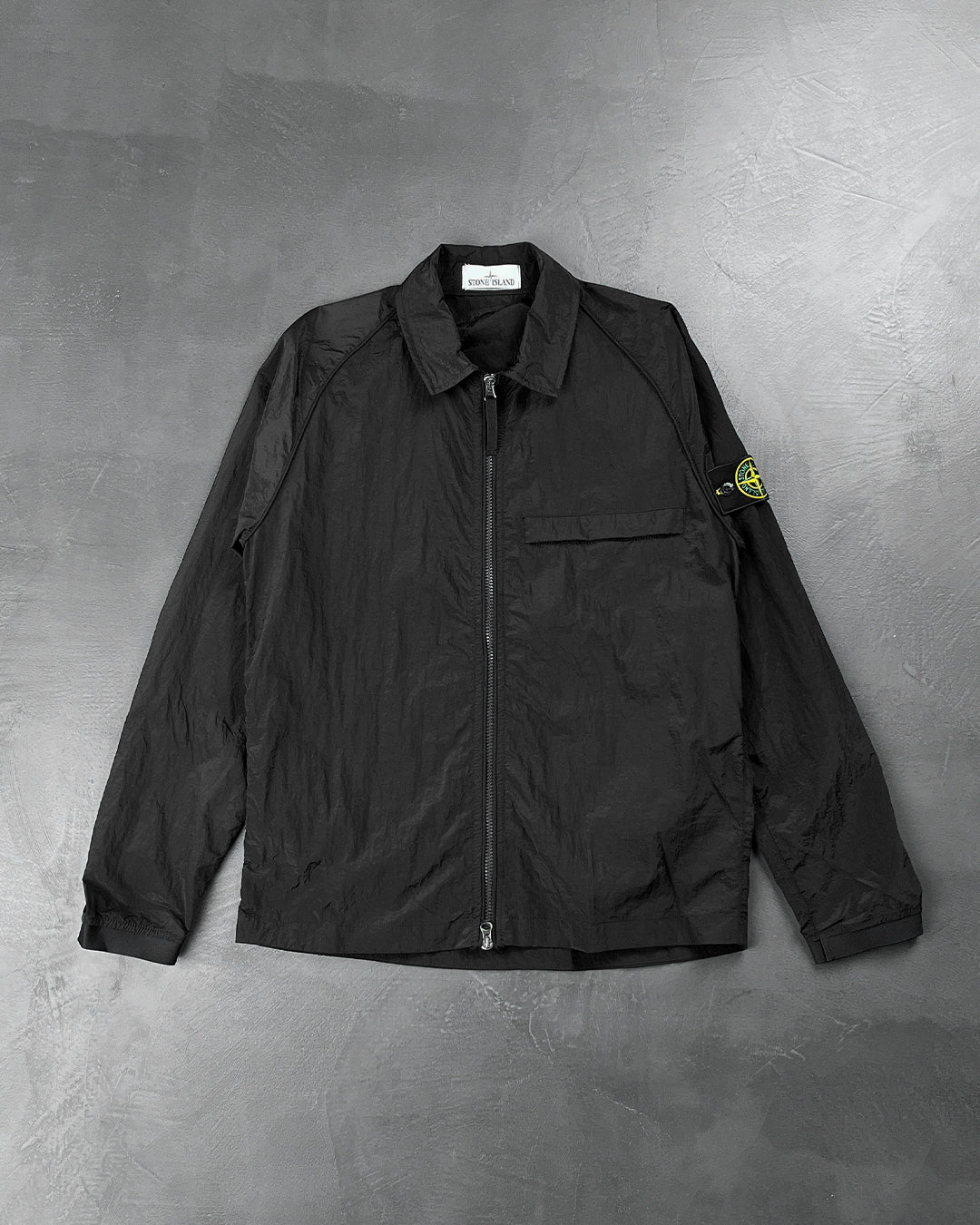 12321 Garment-Dyed Nylon Metal Overshirt Black SI0105-BK