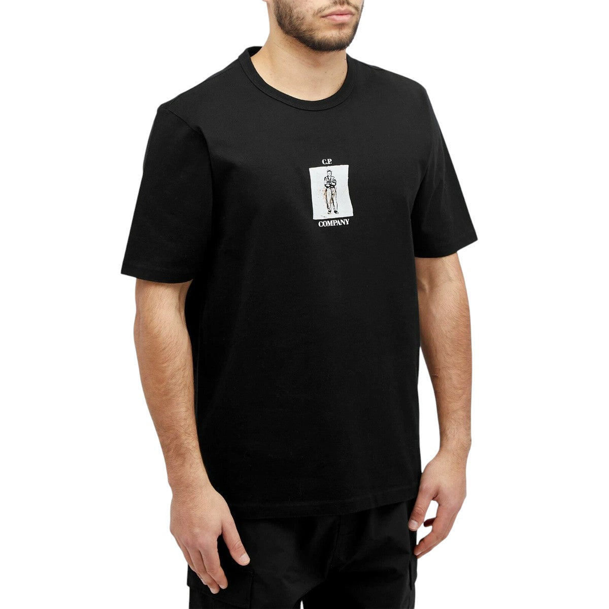 C.P. Company 30/2 Mercerized Jersey Twisted Graphic T-Shirt Black