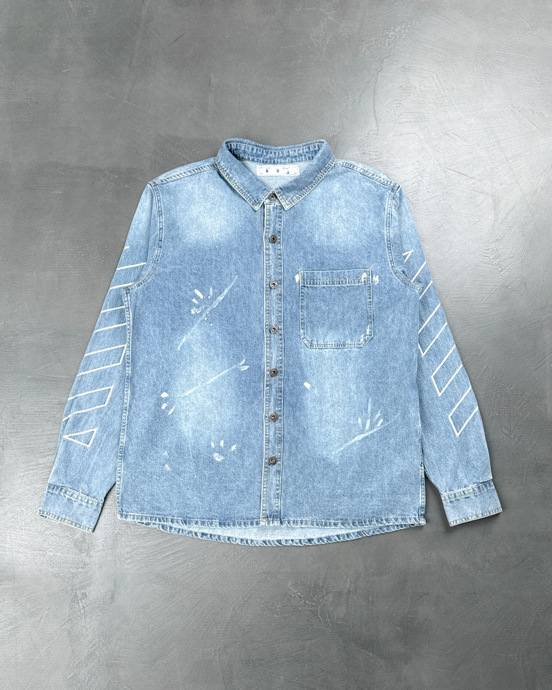 Off-White Diag Outline Paint Denim Shirt Grey