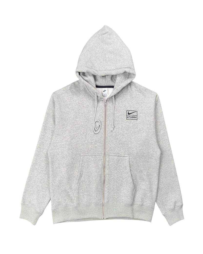 Nike x Stussy Full-Zip Fleece Hoodie Grey