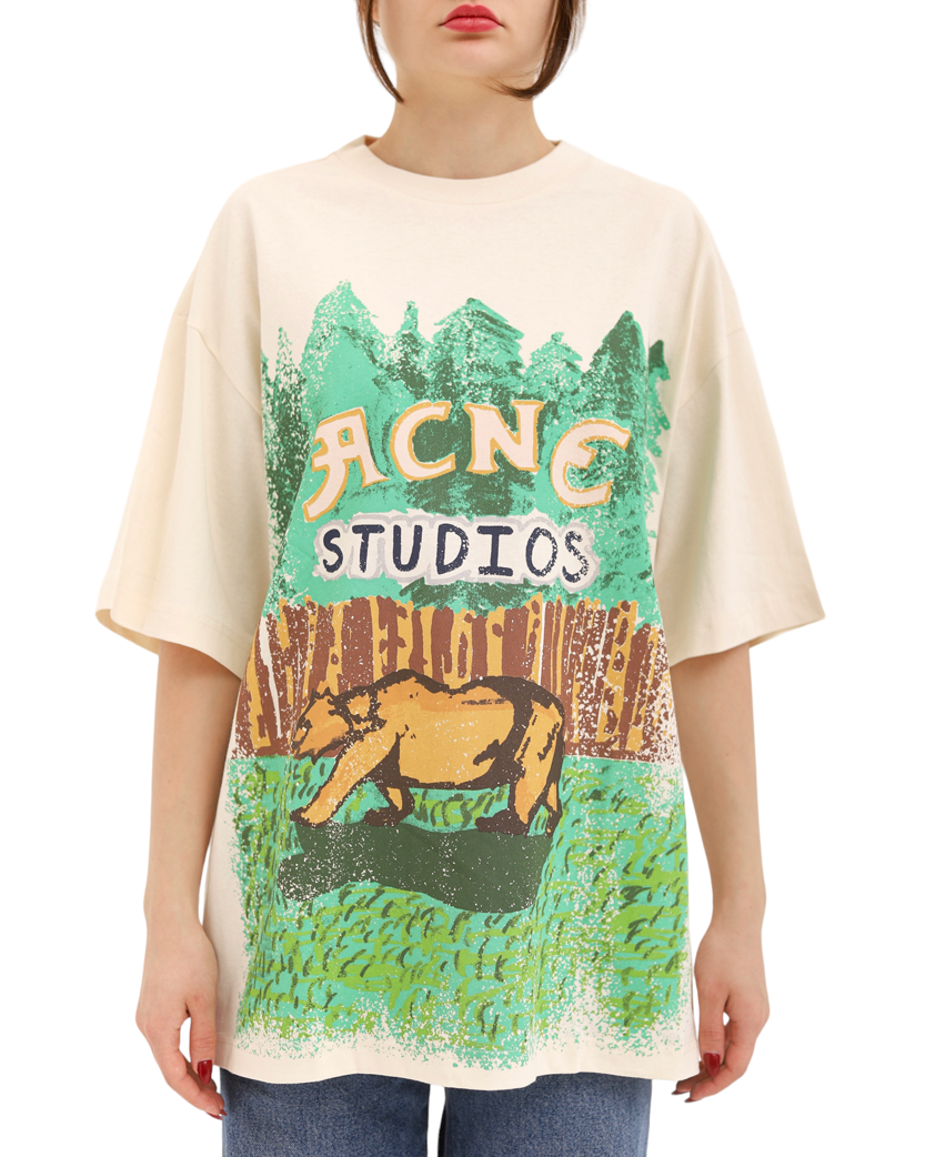 Acne Studios Grant Levy Lucero Edition Oversized Graphic Tee Beige