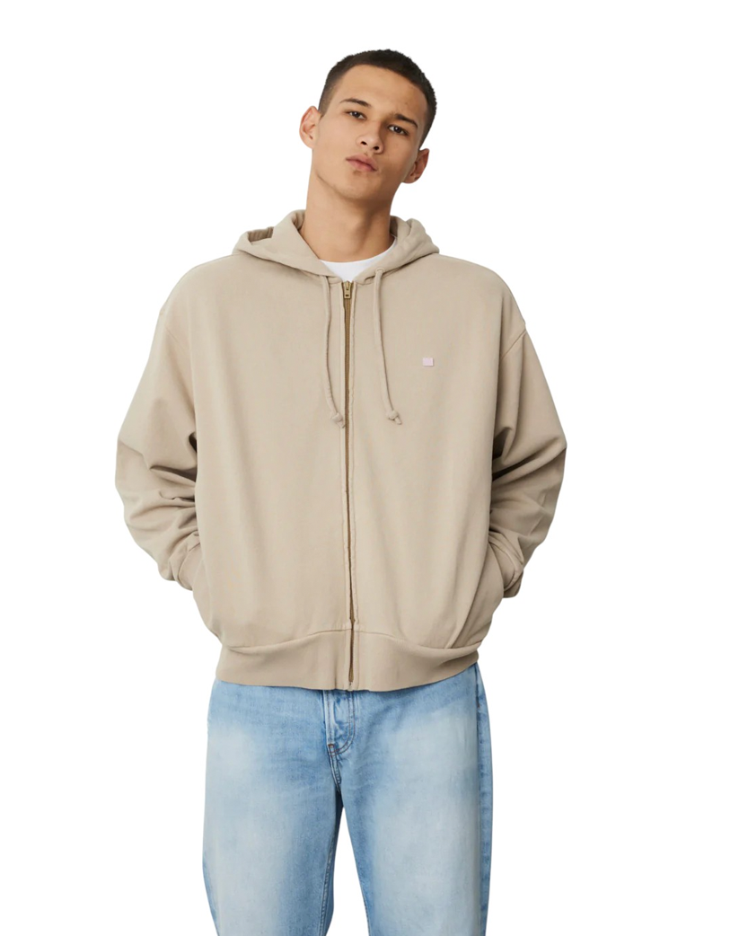 Acne Studios Color Face Patch Zip Hoodie Beige