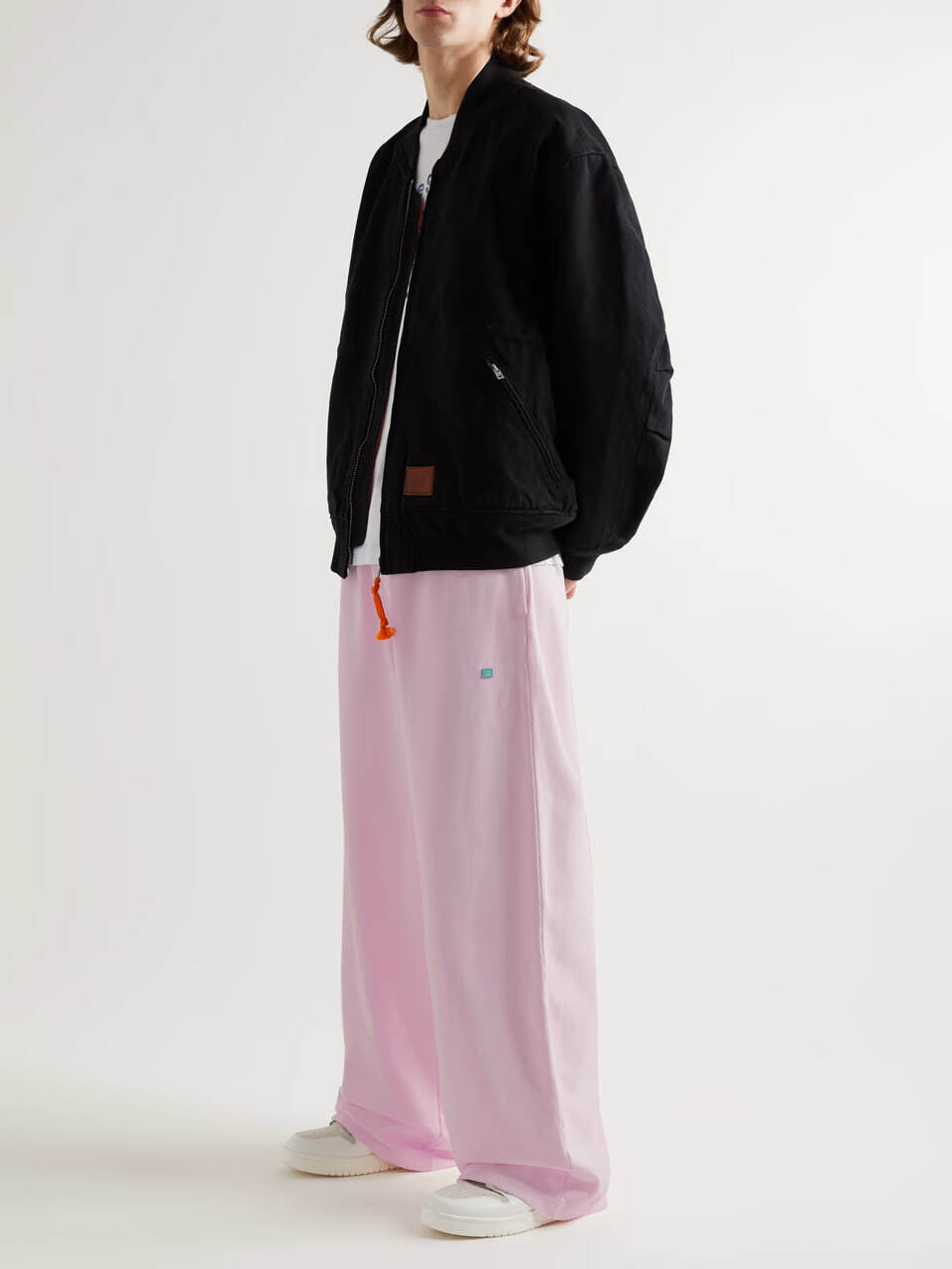 Acne Studios Wide Leg Logo Embroidered Sweatpants Pink