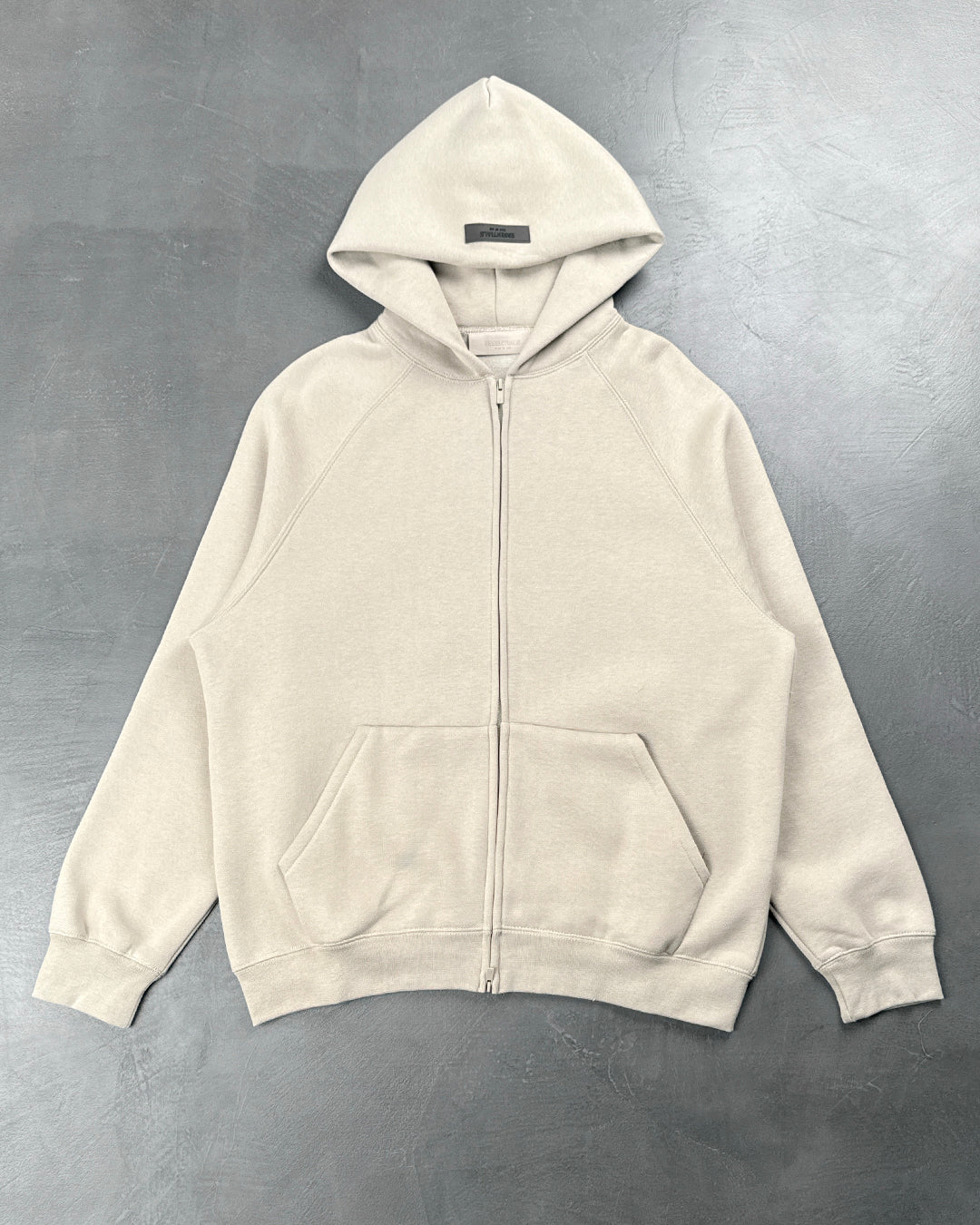 Fear Of God Essentials Logo-Flocked Zip-Up Hoodie Smoke Gray