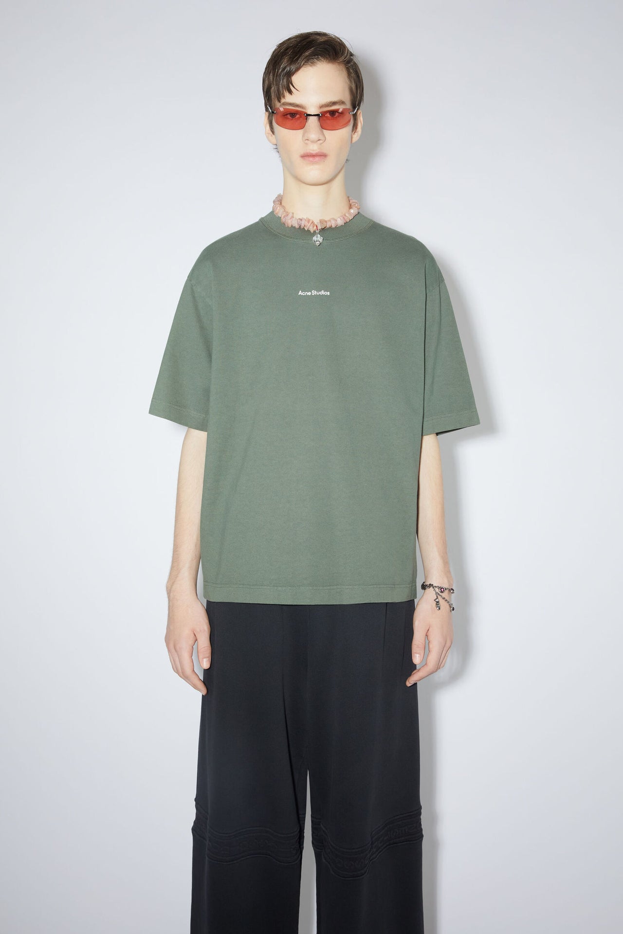 Acne Studios Logo cotton jersey T-shirt Khaki