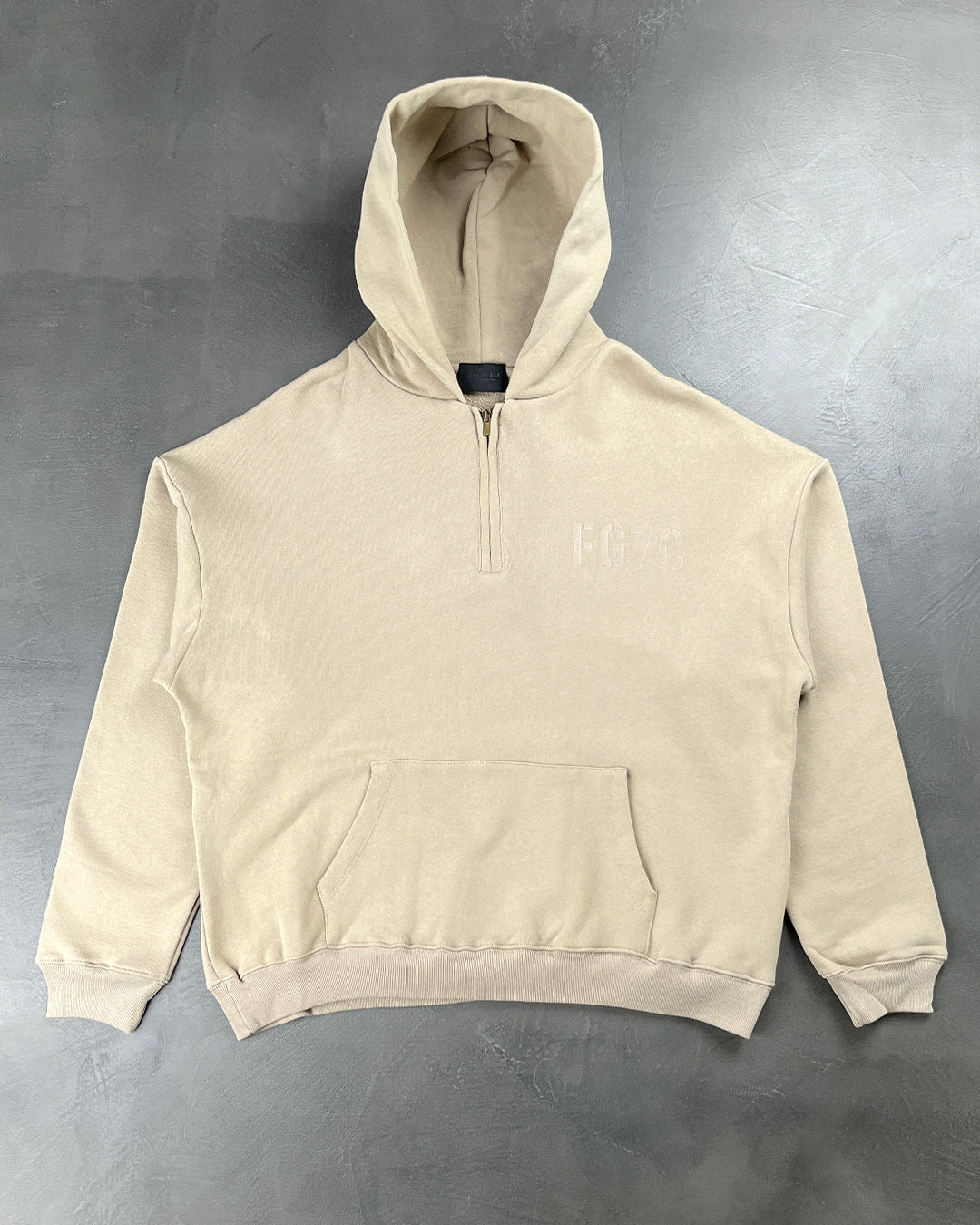 Fear Of God "FG7C" Cotton Half-Zip Hoodie Beige