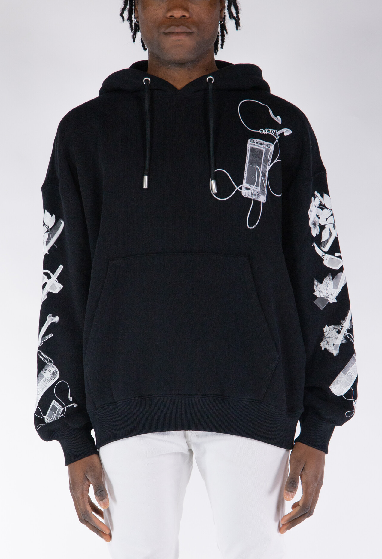 Off-White Scan Arrow Cotton Hoodie Black