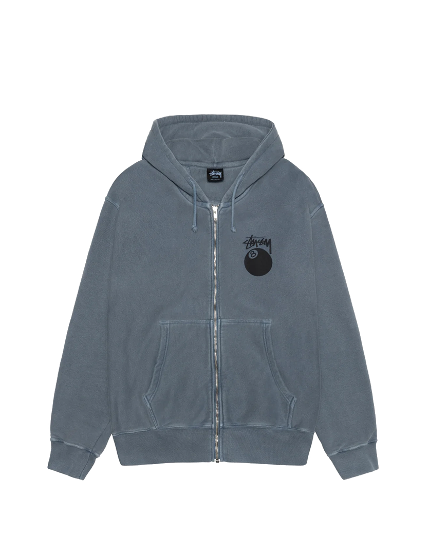 STUSSY 8 Ball Zip Hoodie Pigment Dyed Navy