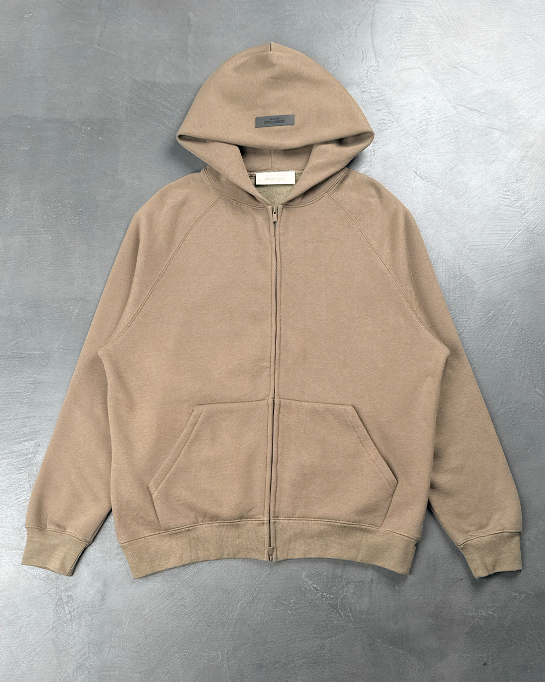 Fear Of God Essentials Logo-Flocked Zip-Up Hoodie Tobacco