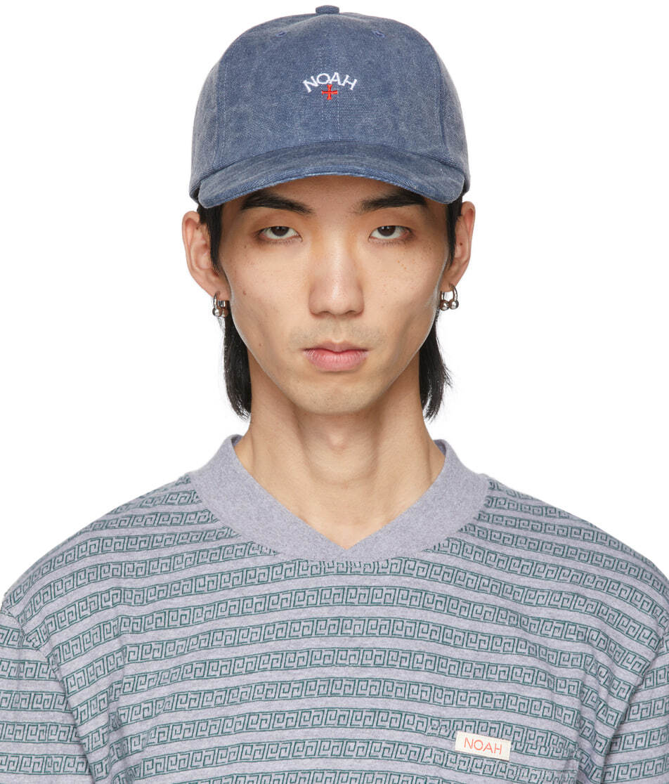 NOAH NYC Logo 6-Panel Cap Washed Blue